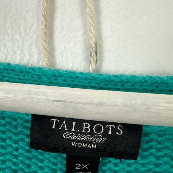 2/$20 Talbots Lambswool Teal Cardigan Button Sweater Women's Size 2X - Picture 4 of 6
